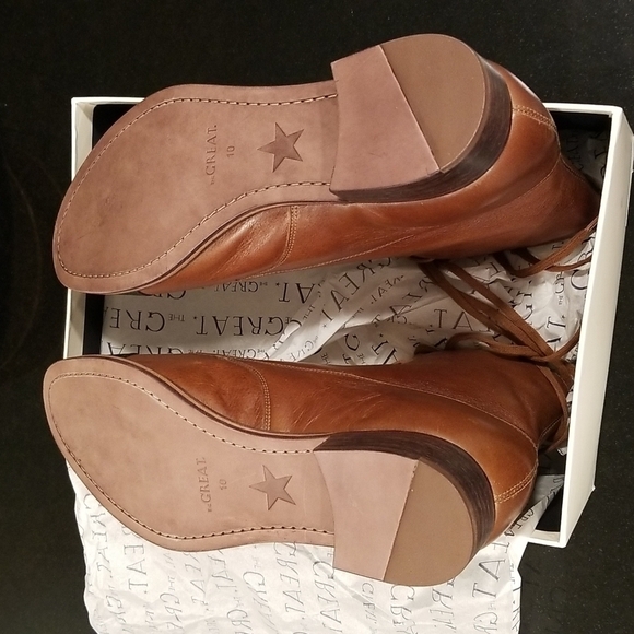 💕THE GREAT💕 The Cap Toe Boxcar Boot ~ Hickory Brown/Black 10 NWT - Picture 13 of 16